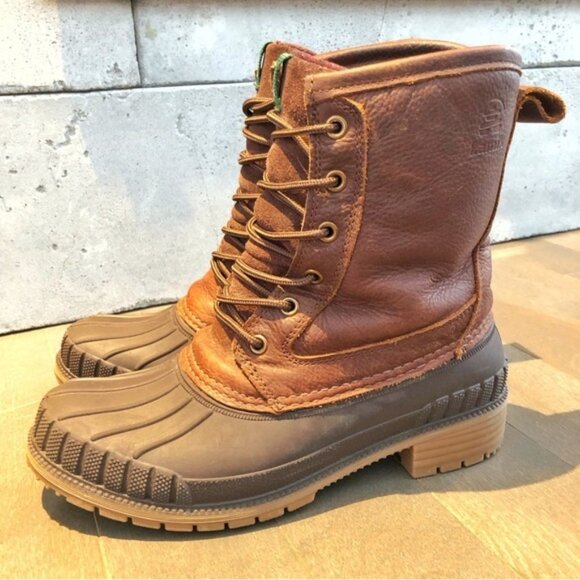 KAMIK Women Genuine Leather Brown Rubber Waterproof Outdoor Winter Boots Booties - Picture 1 of 12